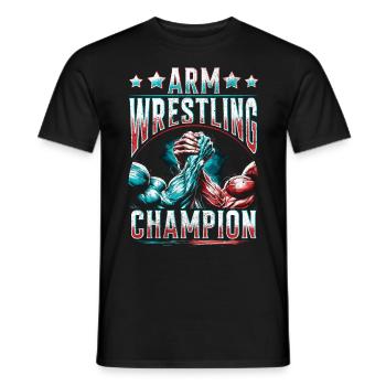 Champion de bras de fer d’Armdrücken - T-shirt homme - noir - Devant - AI Model Male 178 light (178cm)