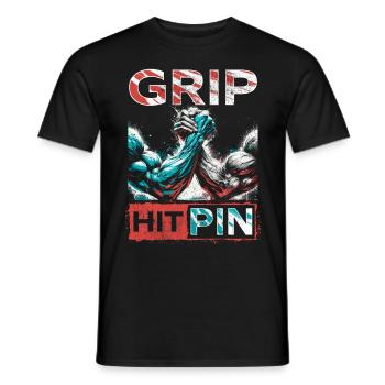 Bras de fer Armwrestling Hit Pin - T-shirt homme - noir - Devant - AI Model Male 178 light (178cm)