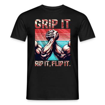 Arm Wrestling Arm Wrestling Rip It Flip It - Men's T-Shirt - black - Front - AI Model Male 178 light (178cm)