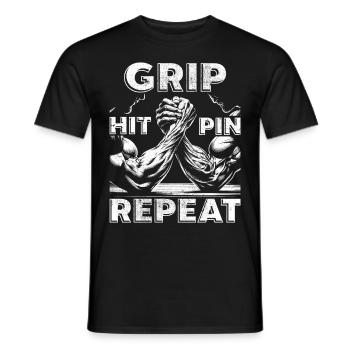 Bras de fer Bras de fer Hit Pin Repeat - T-shirt homme - noir - Devant - AI Model Male 178 light (178cm)