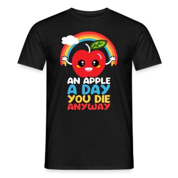 An Apple A Day You Die Anyway Funny Witty - Men's T-Shirt - black - Front - AI Model Male 178 light (178cm)