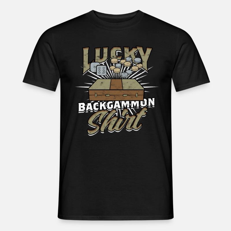 Lucky Backgammon - Männer T-Shirt - Schwarz