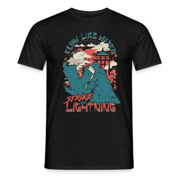 Aikido Flow Like Water Strike Like Lightning - Men's T-Shirt - black - Front - AI Model Male 178 light (178cm)