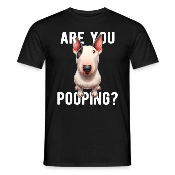 Faites-vous caca ? Drôle de chien Bull Terrier - T-shirt homme - noir - Devant - AI Model Male 178 light (178cm)