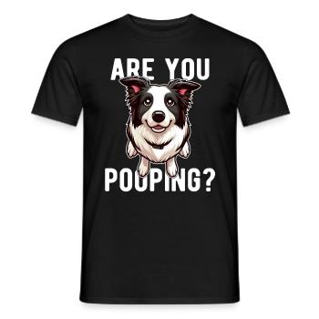 Faites-vous caca ? Drôle Collie Chien Spirituel - T-shirt homme - noir - Devant - AI Model Male 178 light (178cm)