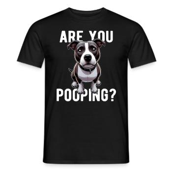 Are You Pooping? Staffy Staffordshire Dog - Men's T-Shirt - black - Front - AI Model Male 178 light (178cm)