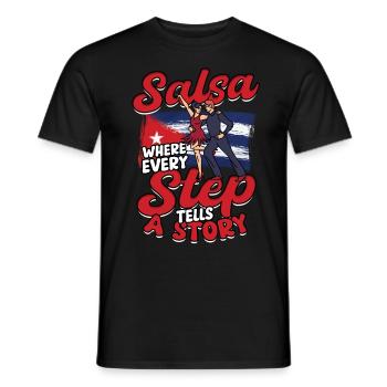 Salsa où chaque pas raconte une histoire - T-shirt homme - noir - Devant - AI Model Male 178 light (178cm)