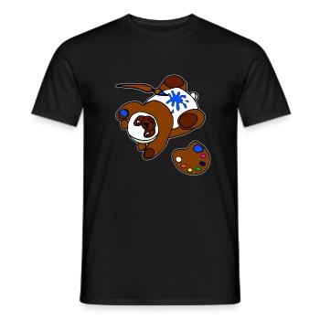 Ours Jouant Avec De La Peinture Et Du Pinceau Artiste Kid - T-shirt homme - noir - Devant - AI Model Male 178 light (178cm)
