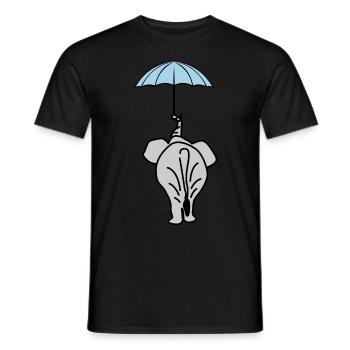 Elephant with Umbrella Elephants - Männer T-Shirt - Schwarz - Vorne - AI Model Male 178 light (178cm)