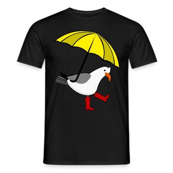 Seagull yellow Umbrella red Rain boots - Männer T-Shirt - Schwarz - Vorne - AI Model Male 178 light (178cm)