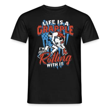 Sambo Life Is A Grapple I'm Just Rolling With It - Männer T-Shirt - Schwarz - Vorne - AI Model Male 178 light (178cm)