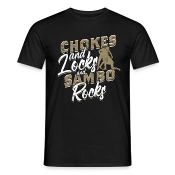 Sambo Chokes And Locks And Sambo Rocks - Men's T-Shirt - black - Front - AI Model Male 178 light (178cm)