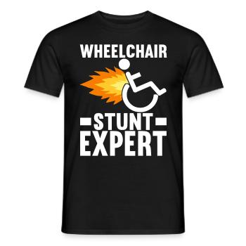 Personnes en fauteuil roulant Fauteuil roulant - T-shirt homme - noir - Devant - AI Model Male 178 light (178cm)