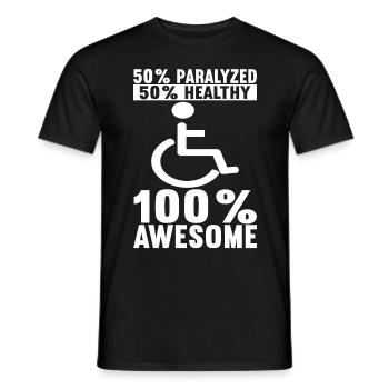 Personnes en fauteuil roulant Fauteuil roulant - T-shirt homme - noir - Devant - AI Model Male 178 light (178cm)