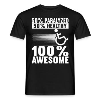 Personnes en fauteuil roulant Fauteuil roulant - T-shirt homme - noir - Devant - AI Model Male 178 light (178cm)