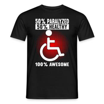 Personnes en fauteuil roulant Fauteuil roulant - T-shirt homme - noir - Devant - AI Model Male 178 light (178cm)