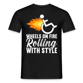 Personnes en fauteuil roulant Fauteuil roulant - T-shirt homme - noir - Devant - AI Model Male 178 light (178cm)