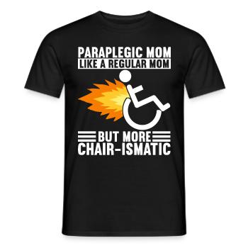 Personnes en fauteuil roulant Fauteuil roulant - T-shirt homme - noir - Devant - AI Model Male 178 light (178cm)