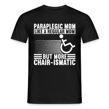 Personnes en fauteuil roulant Fauteuil roulant - T-shirt homme - noir - Devant - AI Model Male 178 light (178cm)