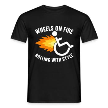 Personnes en fauteuil roulant Fauteuil roulant - T-shirt homme - noir - Devant - AI Model Male 178 light (178cm)
