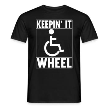 Personnes en fauteuil roulant Fauteuil roulant - T-shirt homme - noir - Devant - AI Model Male 178 light (178cm)