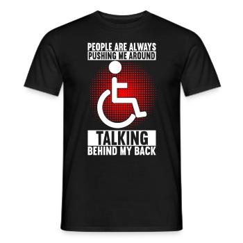 Personnes en fauteuil roulant Fauteuil roulant - T-shirt homme - noir - Devant - AI Model Male 178 light (178cm)