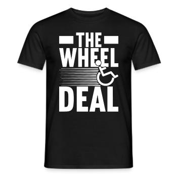 Personnes en fauteuil roulant Fauteuil roulant - T-shirt homme - noir - Devant - AI Model Male 178 light (178cm)