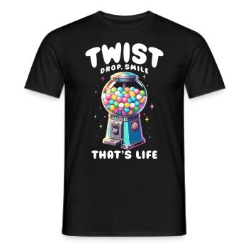 Chewing Gum Machine Twist Drop Smile That's Life - Men's T-Shirt - black - Front - AI Model Male 178 light (178cm)
