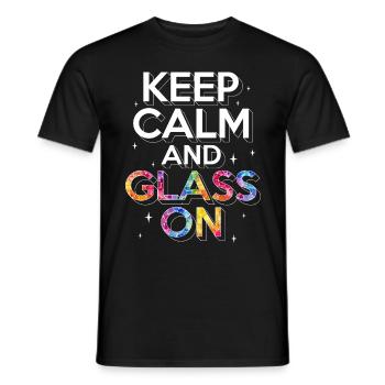 Vitrail peintre garder calme et verre sur - T-shirt homme - noir - Devant - AI Model Male 178 light (178cm)