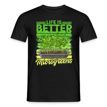 La vie des micro-pousses est meilleure avec les micro-pousses - T-shirt homme - noir - Devant - AI Model Male 178 light (178cm)
