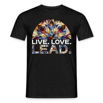 Vitrail peintre vivre amour plomb - T-shirt homme - noir - Devant - AI Model Male 178 light (178cm)