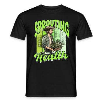 Microgreens Sprouting My Way To Health - Men's T-Shirt - black - Front - AI Model Male 178 light (178cm)