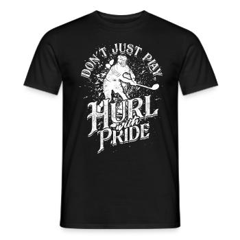 Hurling Ne vous contentez pas de jouer, lancez avec fierté - T-shirt homme - noir - Devant - AI Model Male 178 light (178cm)