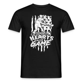 Hurling Sticks in Hands Hearts in the Game - Men's T-Shirt - black - Front - AI Model Male 178 light (178cm)