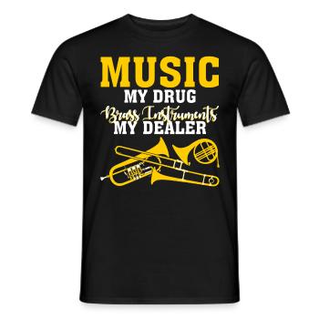 Trumpet French Horn Brass Instrument - Men's T-Shirt - black - Front - AI Model Male 178 light (178cm)