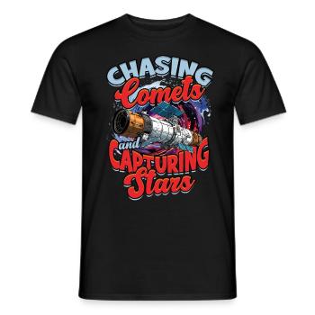 Astrophotography Chasing comets and capturing stars - Men's T-Shirt - black - Front - AI Model Male 178 light (178cm)