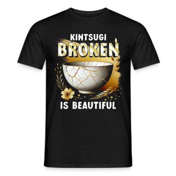 Kintsugi Kintsukuroi Broken Is Beautiful - Men's T-Shirt - black - Front - AI Model Male 178 light (178cm)