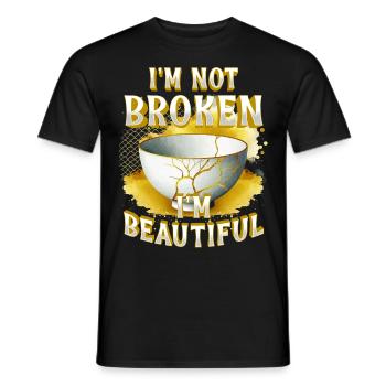Kintsugi Je ne suis pas brisée, je suis belle - T-shirt homme - noir - Devant - AI Model Male 178 light (178cm)