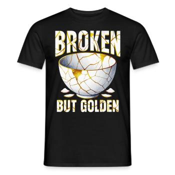Kintsugi Kintsukuroi Broken But Golden - Men's T-Shirt - black - Front - AI Model Male 178 light (178cm)