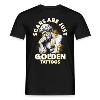 Kintsugi Kintsukuroi Scars Are Just Golden Tattoos - Männer T-Shirt - Schwarz - Vorne - AI Model Male 178 light (178cm)