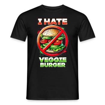 I hate vegan burgers - Men's T-Shirt - black - Front - AI Model Male 178 light (178cm)