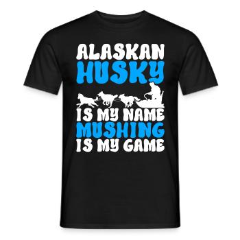 Sledding Sled dogs - Men's T-Shirt - black - Front - AI Model Male 178 light (178cm)