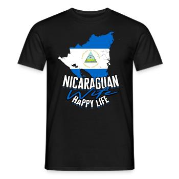 Nicaragua Nicaragisch Nicaraguan Wife Happy Life - Männer T-Shirt - Schwarz - Vorne - AI Model Male 178 light (178cm)