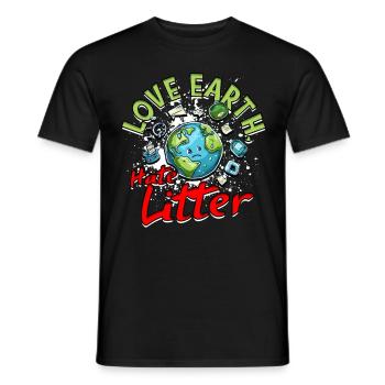 Protection de l’environnement Environnementaliste Amour Terre Haine Litière - T-shirt homme - noir - Devant - AI Model Male 178 light (178cm)