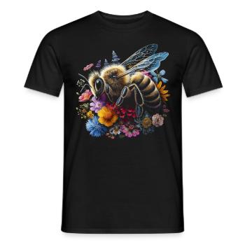 Cottagecore Hummel Auf Blumen - Männer T-Shirt - Schwarz - Vorne - AI Model Male 178 light (178cm)