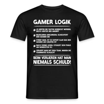 Gamer Logik | Gaming & Zocken - Männer T-Shirt - Schwarz - Vorne - AI Model Male 178 light (178cm)