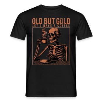 Old but Gold lets have a coffee - Men's T-Shirt - black - Front - AI Model Male 178 light (178cm)