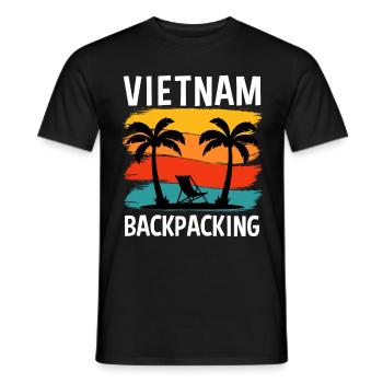 Backpacking vietnam backpacker travel backpack - Men's T-Shirt - black - Front - AI Model Male 178 light (178cm)
