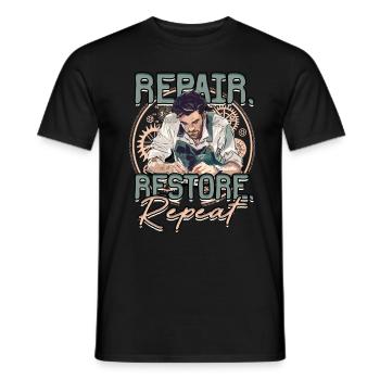 Watchmaker Watchmaking Repair Restore Repeat - Men's T-Shirt - black - Front - AI Model Male 178 light (178cm)