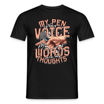 Poetry Slam Poetryslam My pen is my voice - Männer T-Shirt - Schwarz - Vorne - AI Model Male 178 light (178cm)